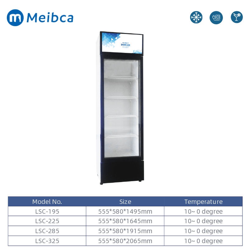 ثلاجة صغيرة بباب زجاجي أمامي صغير Meibca